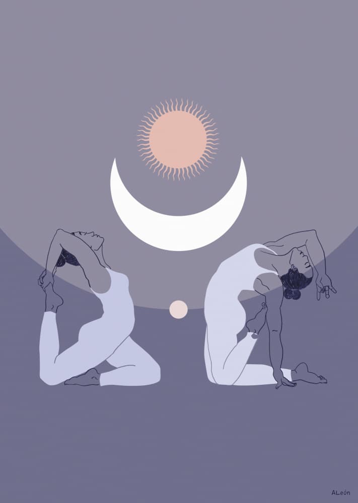 Celestial Yoga Poses by Amanda Leon — canvas wall art
