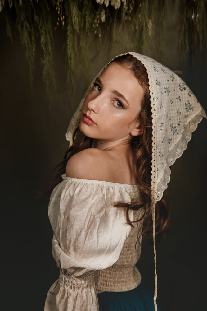 Rustic Bonnet Girl by Sharon Levy — canvas wall art