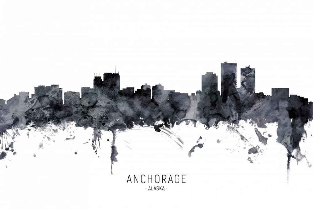 Anchorage Alaska Skyline by Michael Tompsett — canvas wall art
