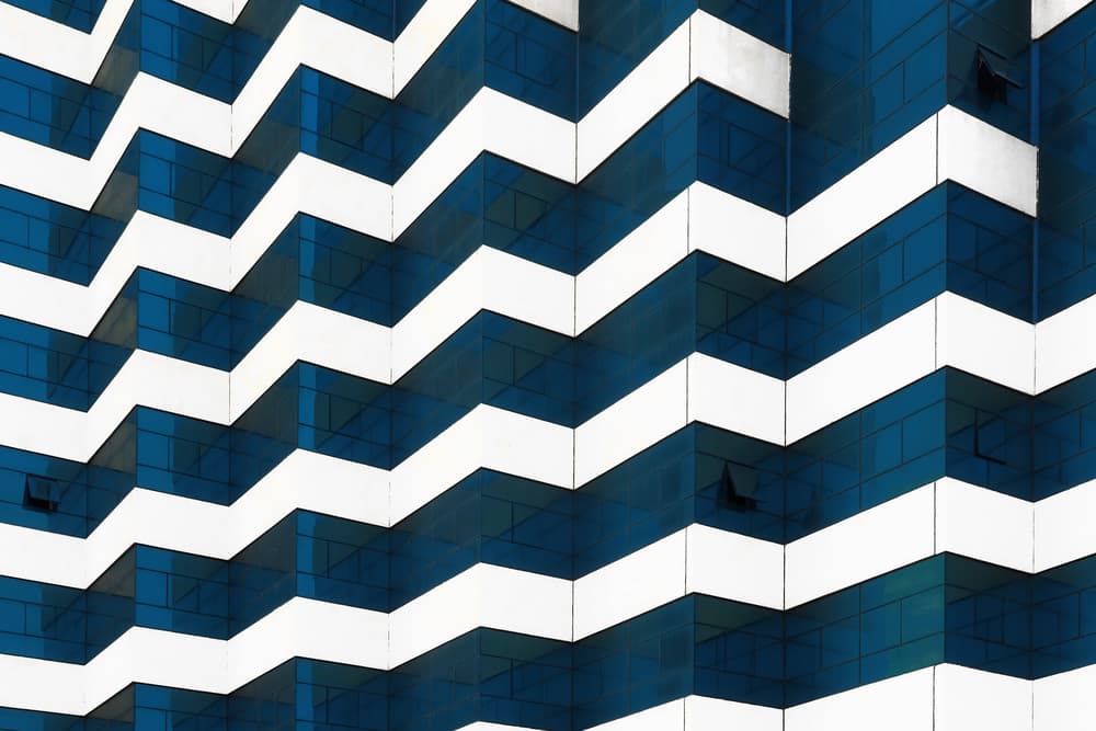 Geometric Blue Glass Facade by Hans-Wolfgang Hawerkamp — canvas wall art