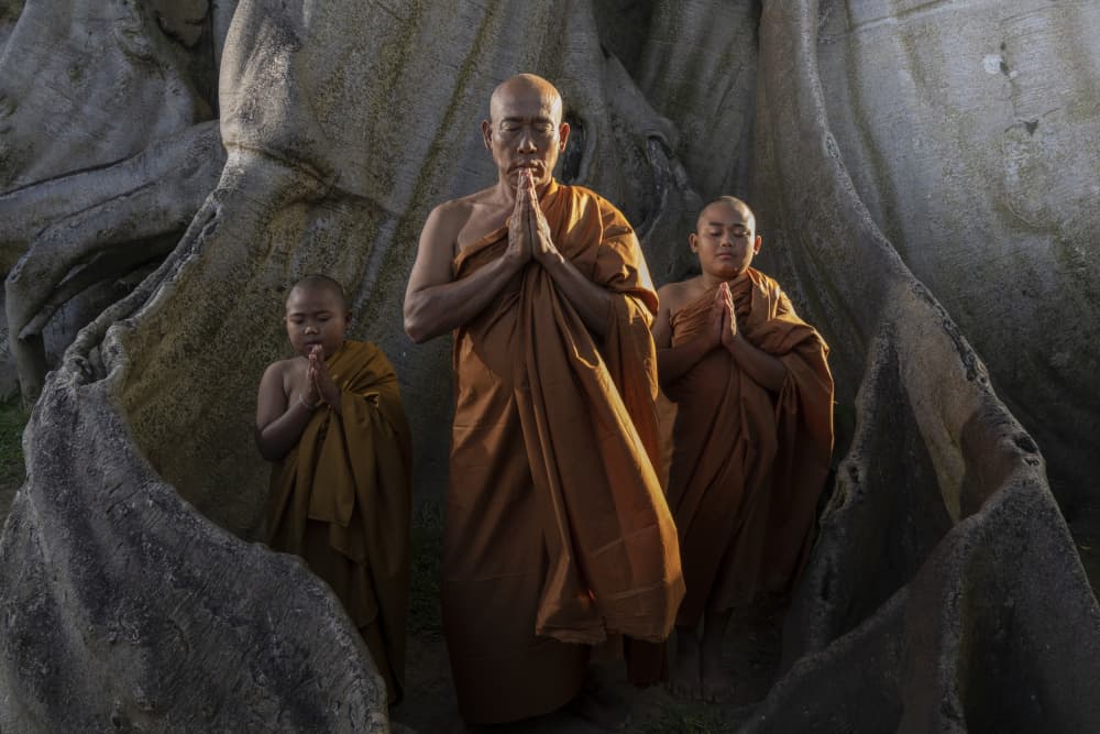 Serene Monks Prayer by Magdalena Fifi — canvas wall art