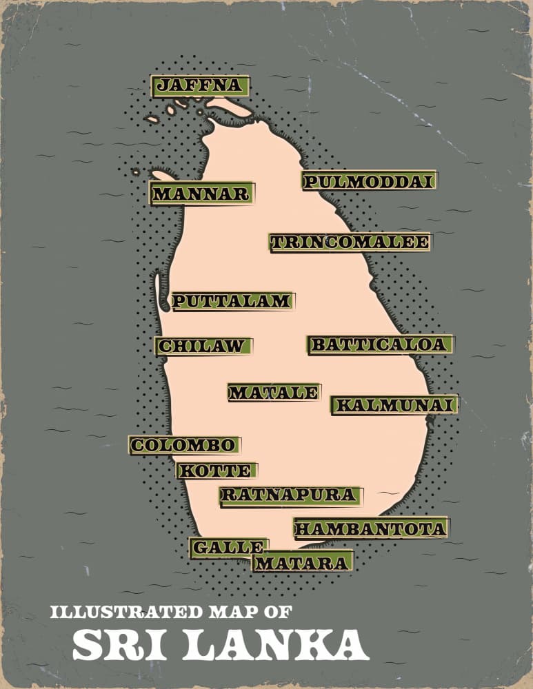 Vintage Sri Lanka Map by Nicholas — canvas wall art