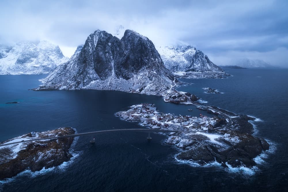 Arctic Village Under Mountains by Daniel Gastager — canvas wall art