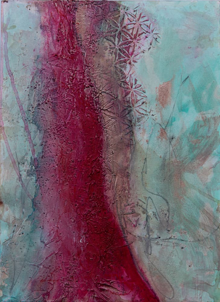 Vibrant Red Teal Pattern by Deb Chaney — canvas wall art