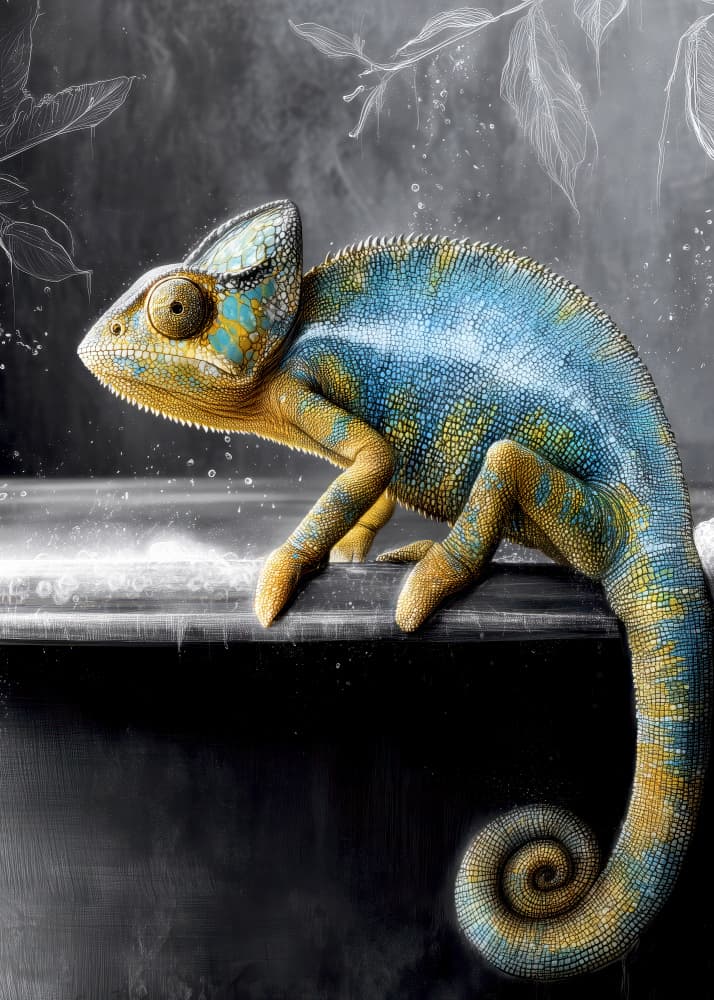 Regal Blue Chameleon by Justyna Jaszke — canvas wall art
