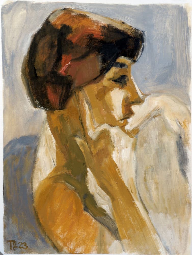 Thoughtful Woman Profile by Tore Bahnson — canvas wall art