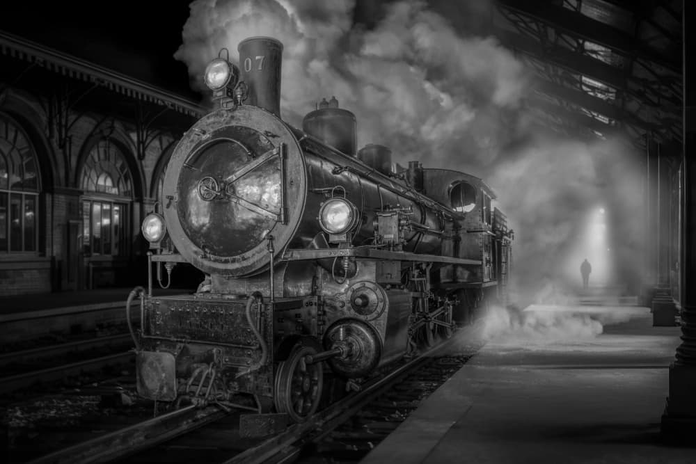 Vintage Station Steam by Marcel Egger — canvas wall art