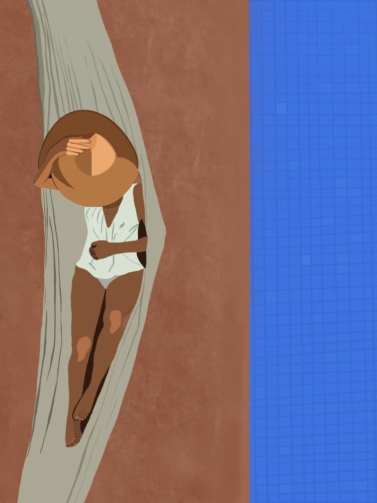Serene Poolside by Emel Tunaboylu — canvas wall art