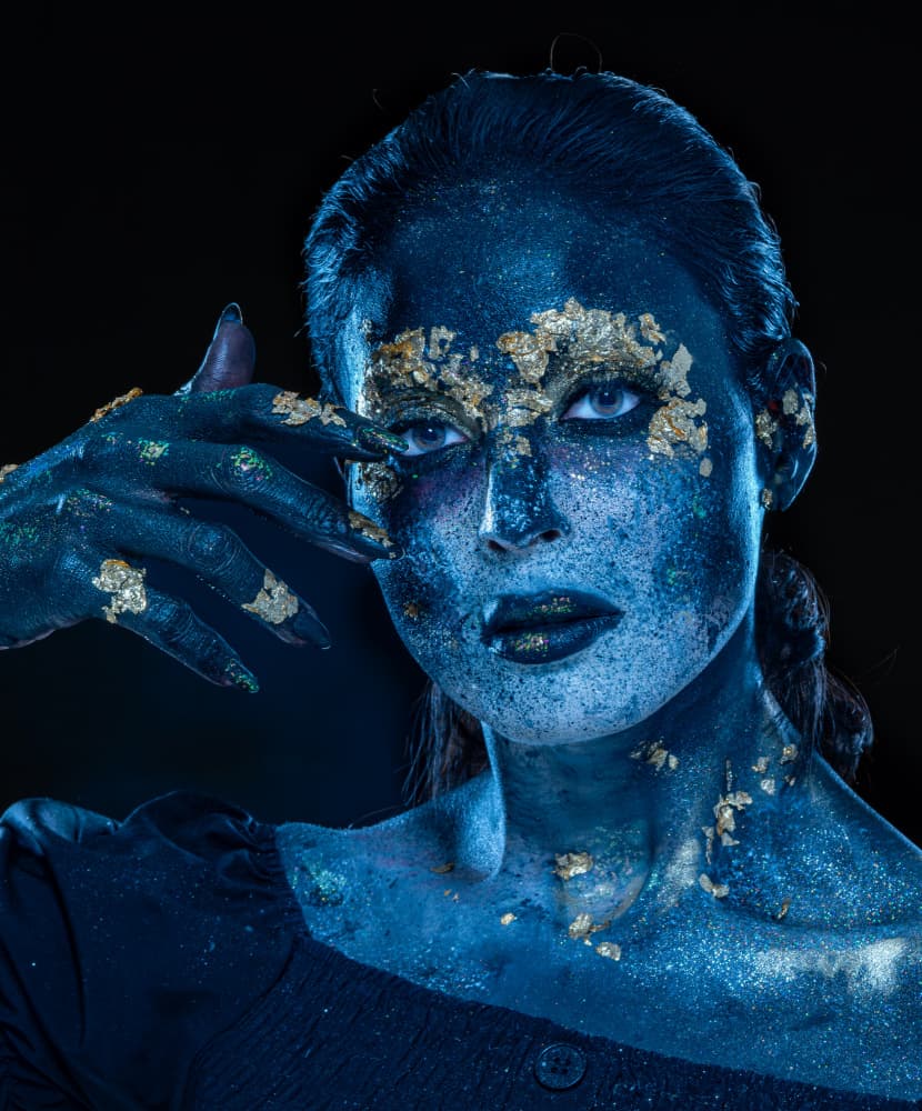 Mystic Blue Gold Woman by hussain alqattan — canvas wall art