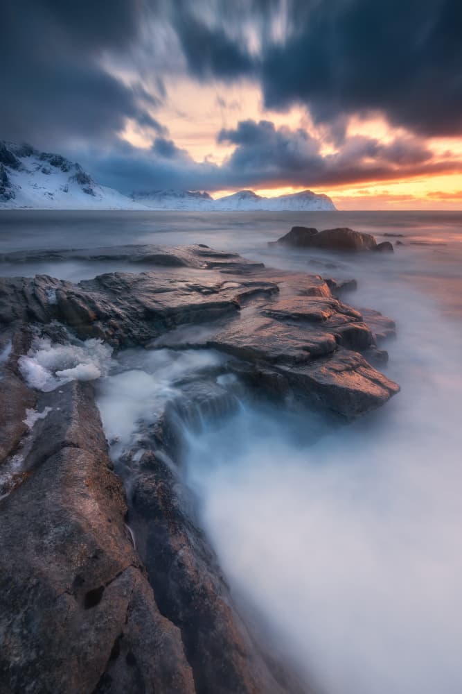 Winter Ocean Flowing Rocks by Adam Pachula — canvas wall art