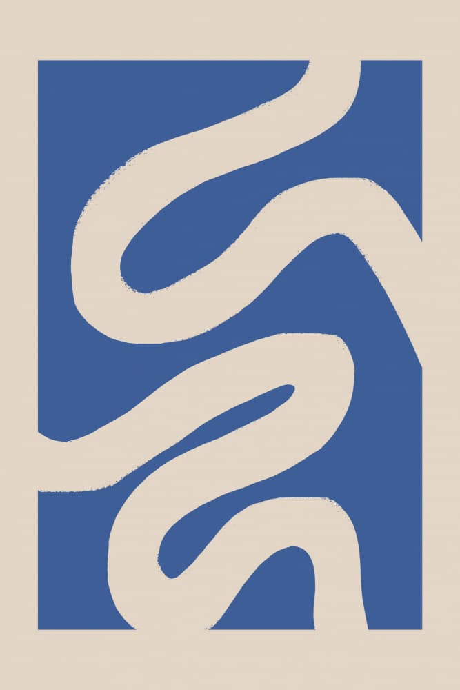 Curved Blue Shapes by Melloi Art Prints — canvas wall art