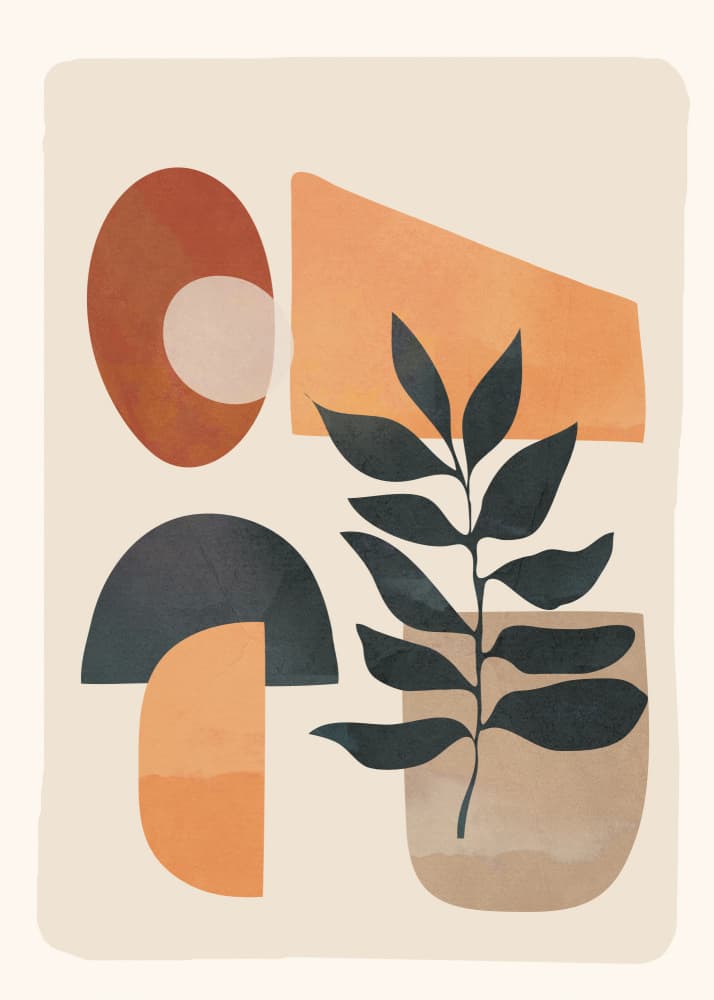 Abstract Terracotta Plant Shapes by Nadjaa — canvas wall art