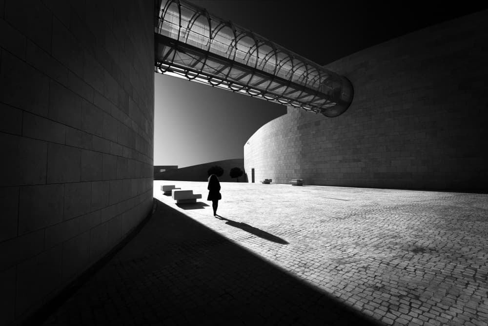Solitary Figure Modern Space by Jorge Pimenta — canvas wall art