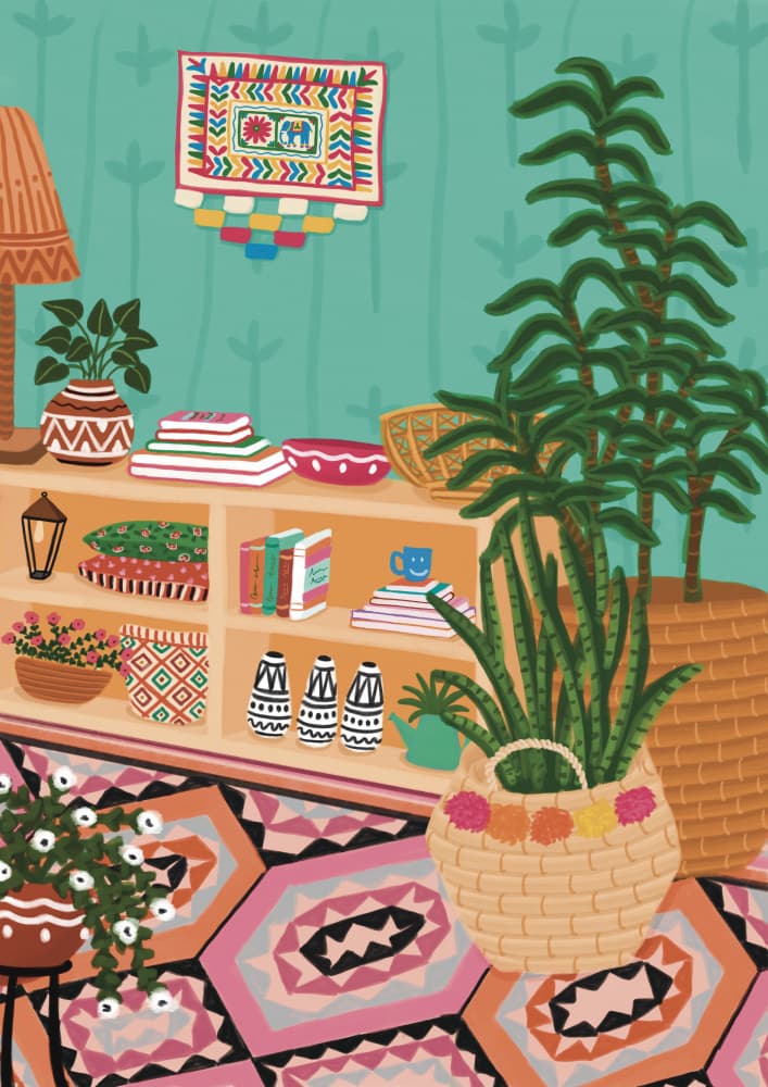 Vibrant Plant Interior by Nidhi Kachhadiya — canvas wall art
