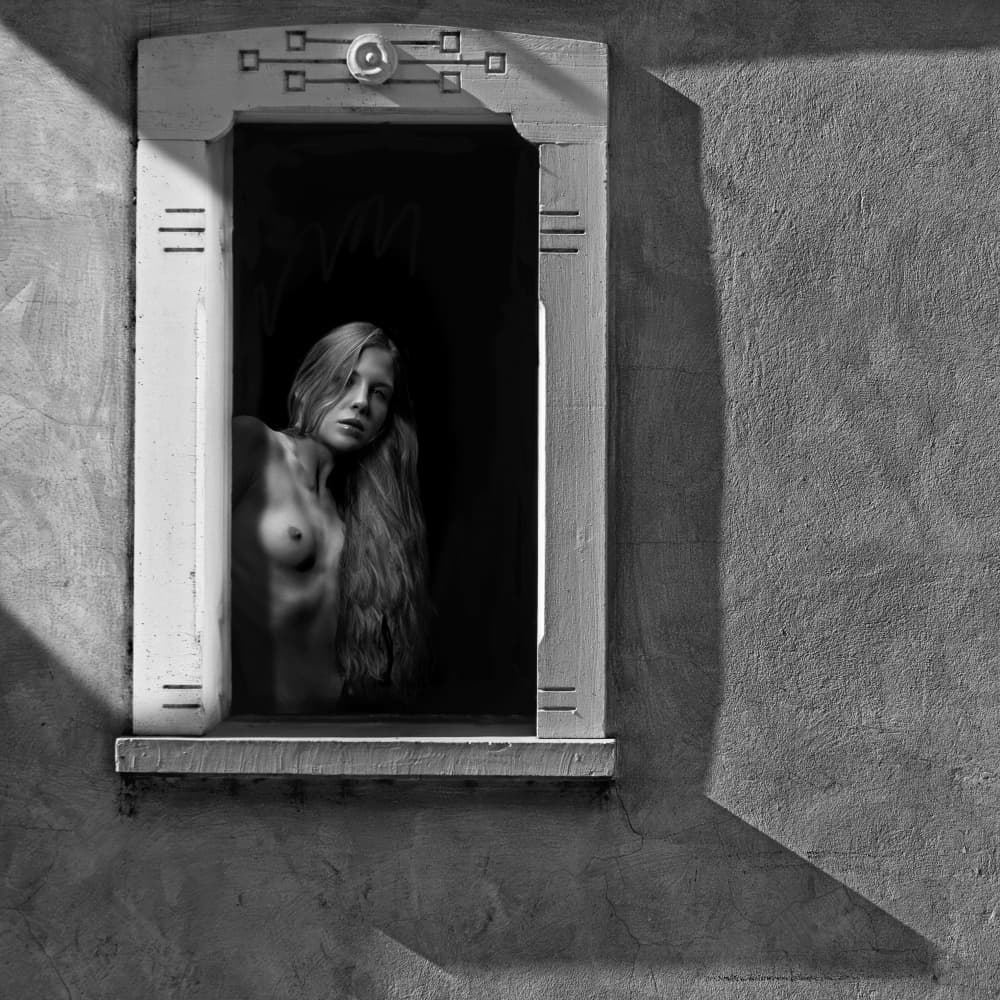 The girl at the window by Angéla Vicedomini — canvas wall art