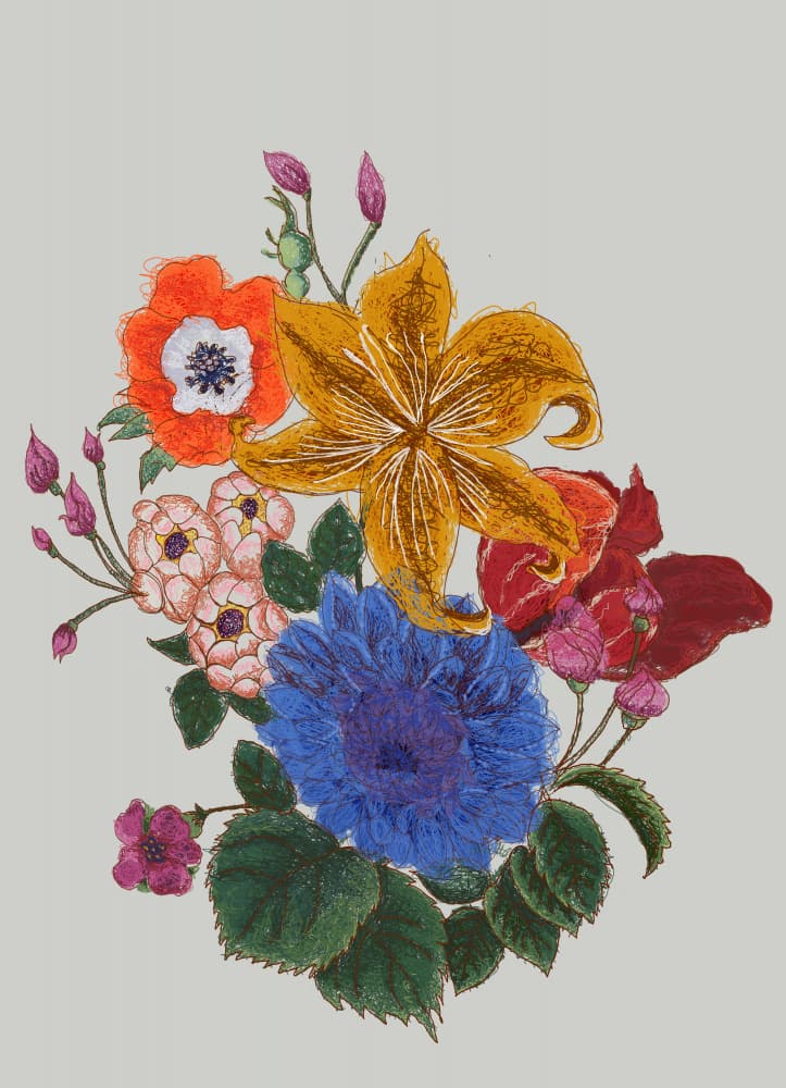 Vibrant Floral Bouquet by XHOZUCAN — canvas wall art