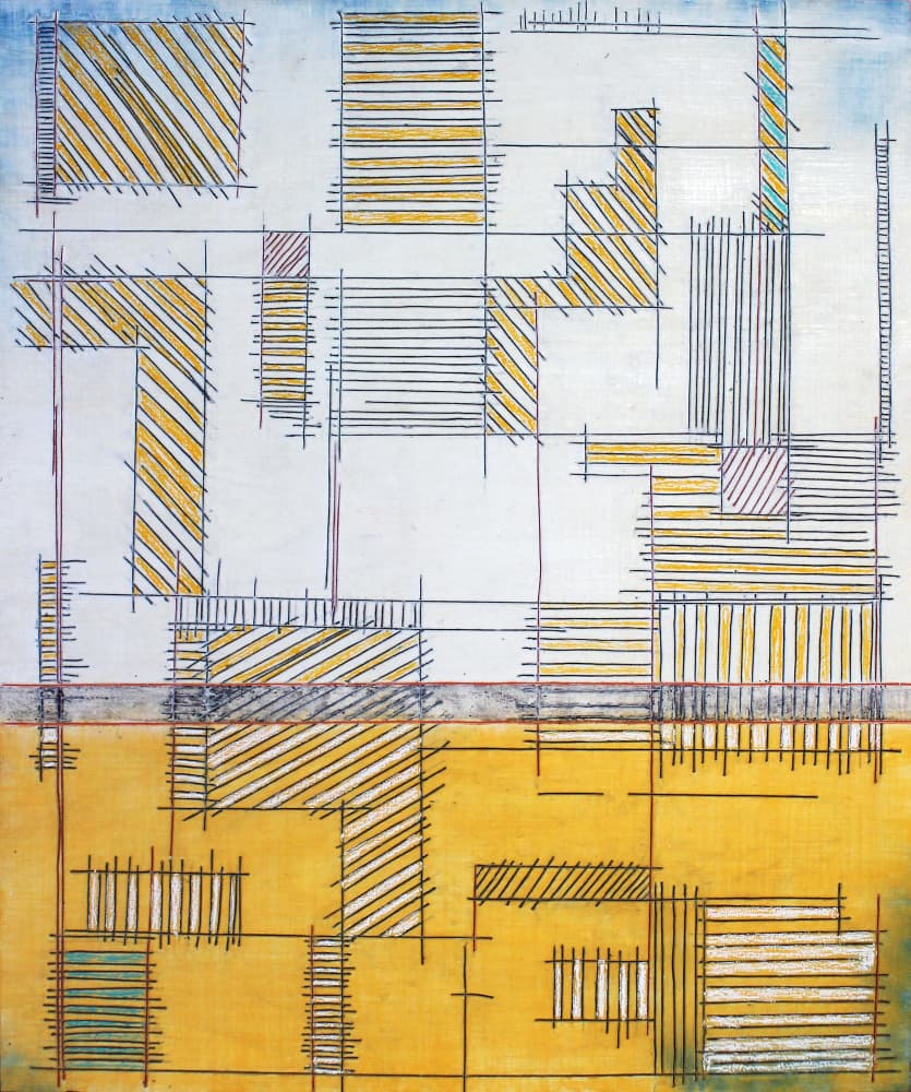 Yellow Grid Abstract by andrea de ranieri — canvas wall art