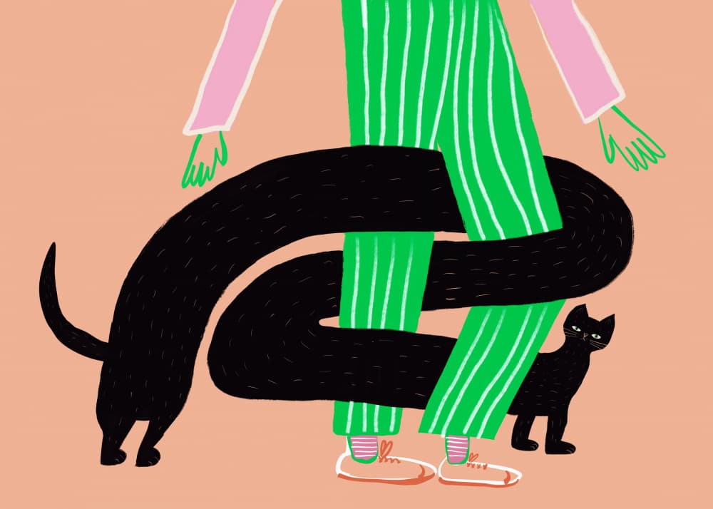 Black Cat Tangle by Sharyn Bursic — canvas wall art