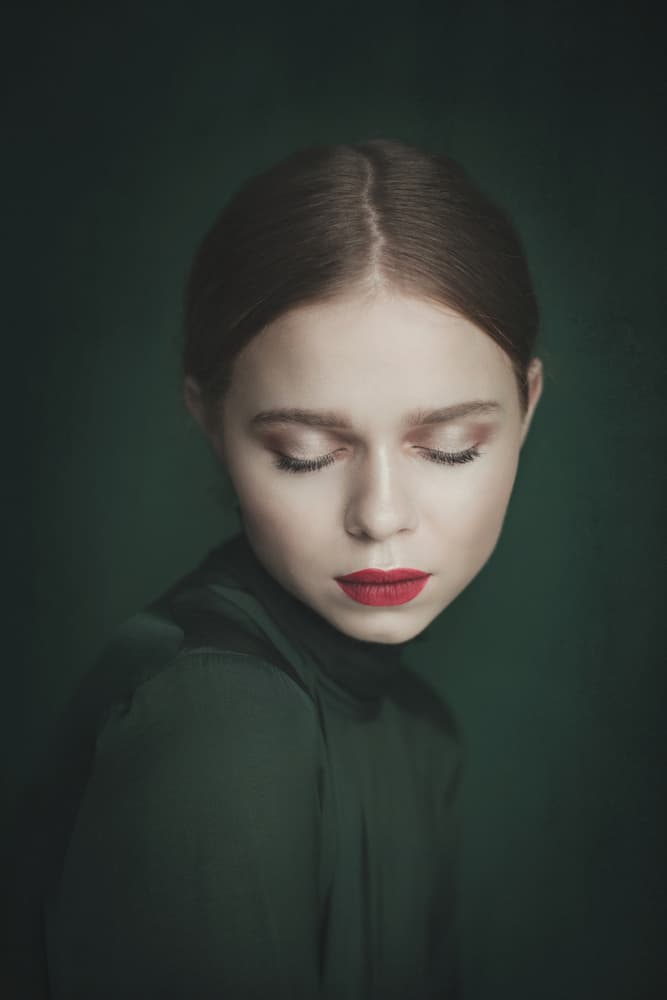 Serene Woman in Green by Dorota Gorecka — canvas wall art
