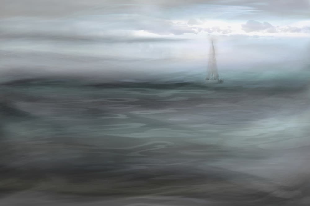 Sailboat In The Mist by Christina Sillèn — canvas wall art