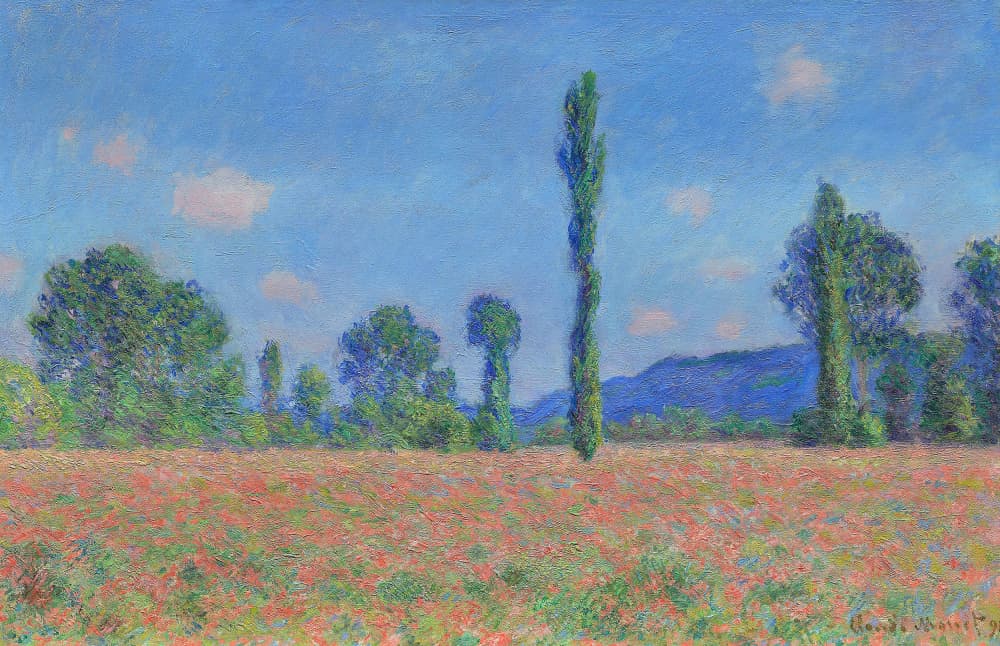 Poppy Field, Giverny (1890–1891) by Claude Monet — canvas wall art