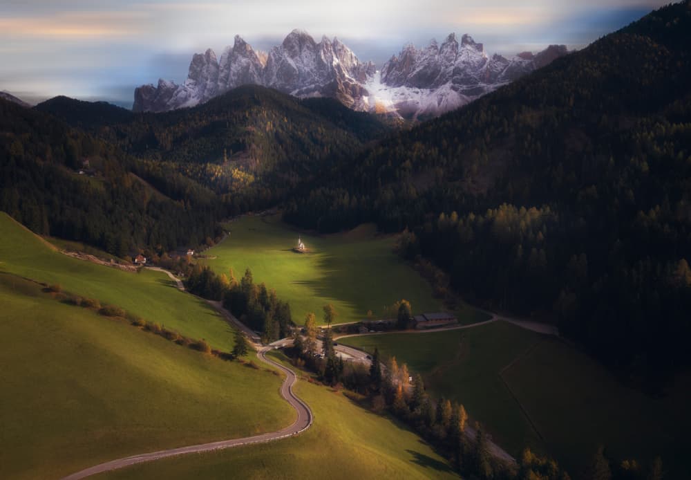 Sunlit Mountain Valley by Ken Liang — canvas wall art