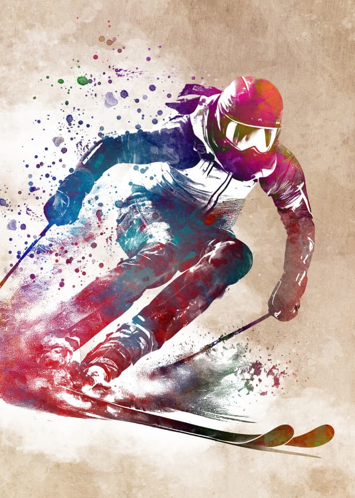 Vibrant Alpine Skier by Justyna Jaszke — canvas wall art