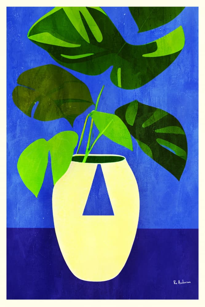 Monstera Blue Botanical by Bo Anderson — canvas wall art