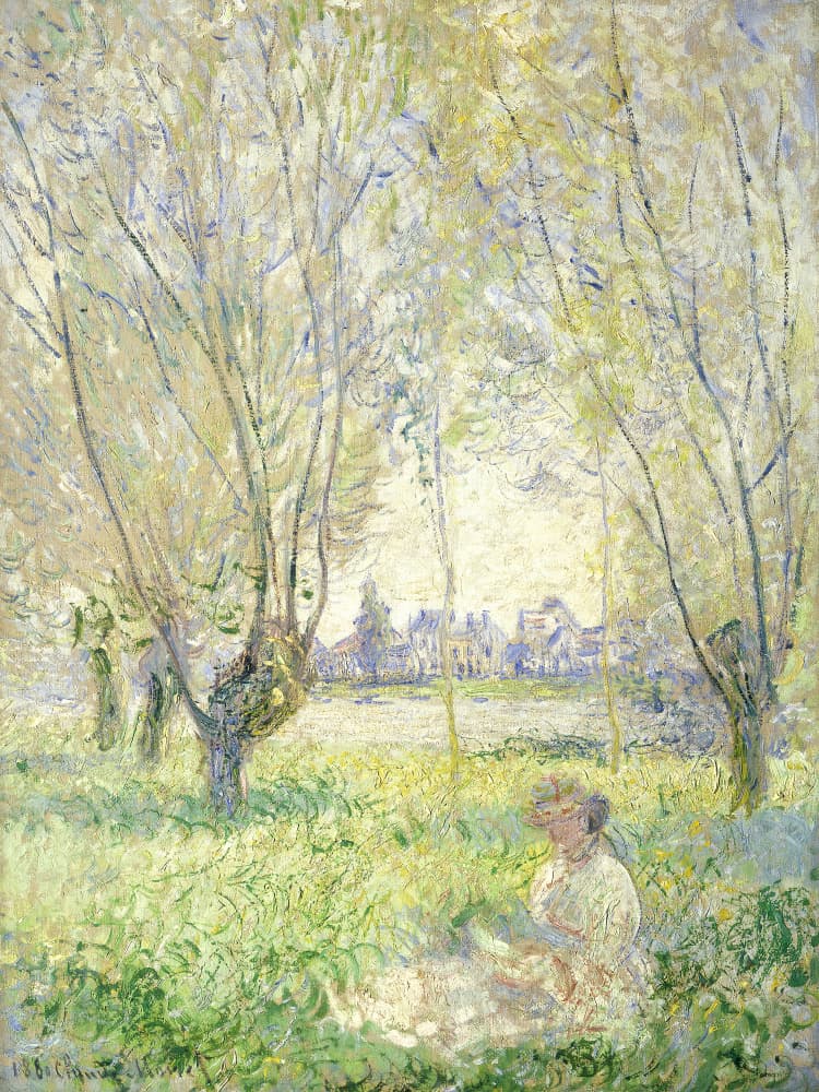 Woman Seated Under the Willows (1880) by Claude Monet — canvas wall art