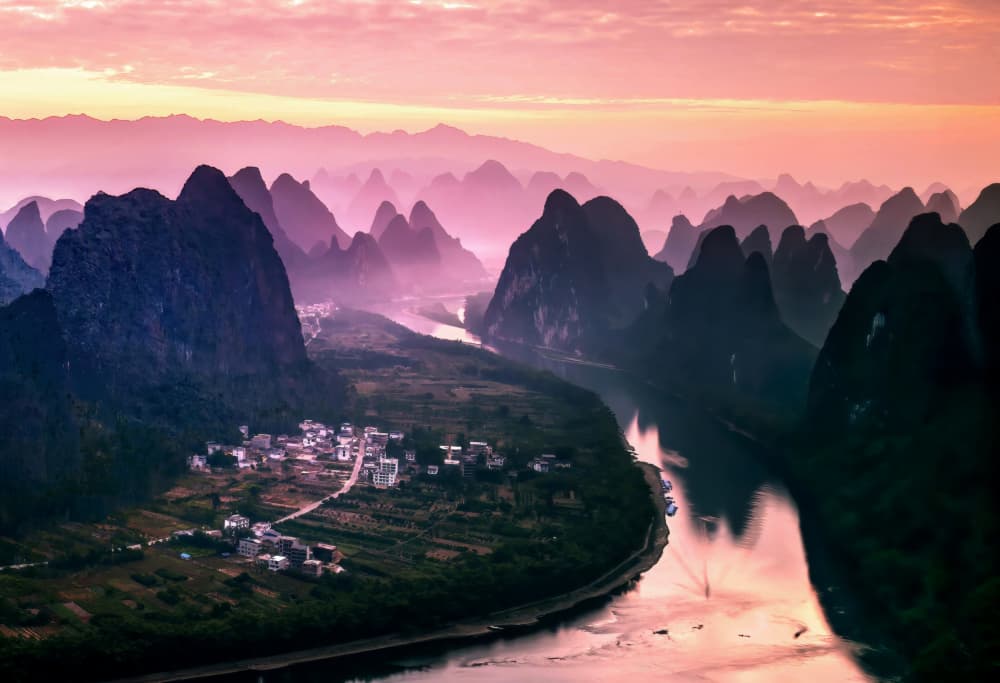 Guilin River Karst Dawn by Jie Jin — canvas wall art