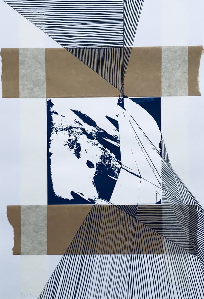 Geometric Blue Abstraction by kellymariesmith — canvas wall art