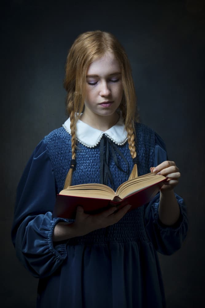 Thoughtful Girl Reading by Christian Kurz — canvas wall art