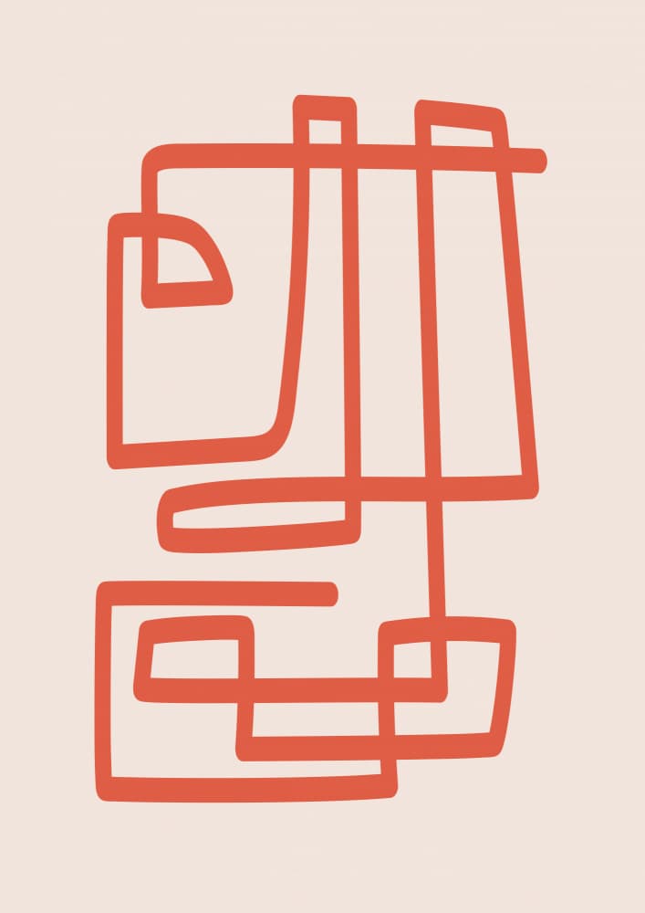 Abstract Geometric Orange Lines by Frankie Kerr-Dineen — canvas wall art