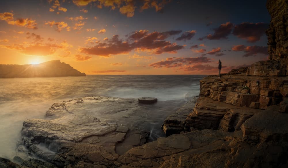 Ocean Sunset Solitude by joanaduenas — canvas wall art