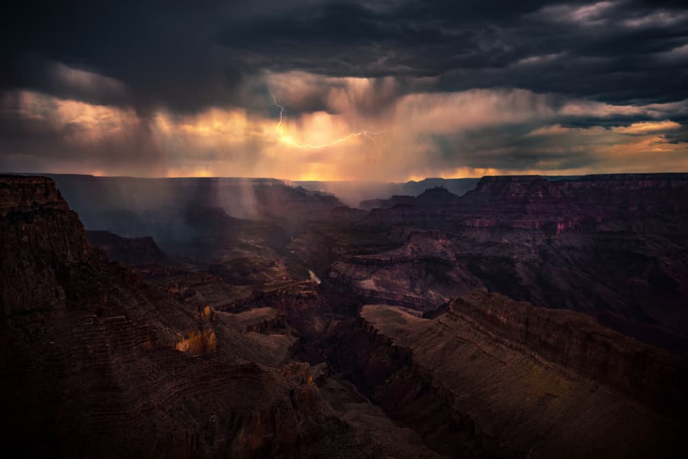 Grand Canyon Lightning Storm by Chao Feng 天馬 — canvas wall art