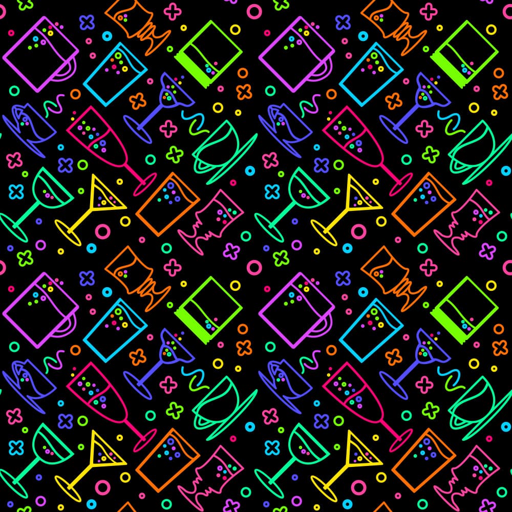 Neon Drinks Pattern by Marika Barsrsind — canvas wall art