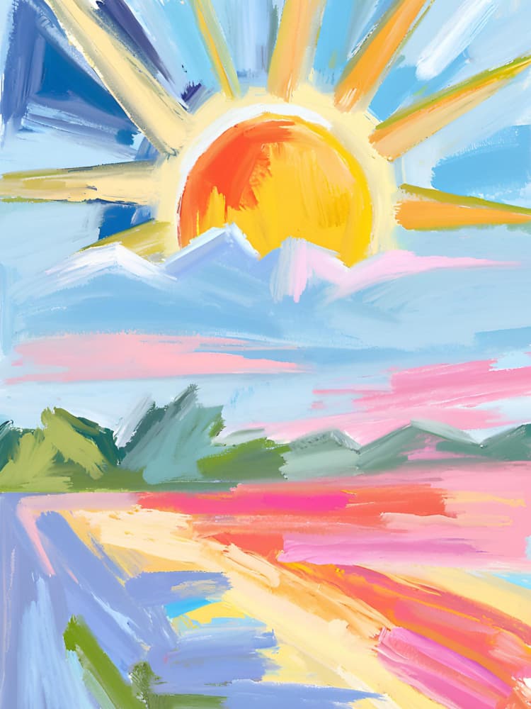 Vibrant Sunrise Landscape by Ohkimiko — canvas wall art