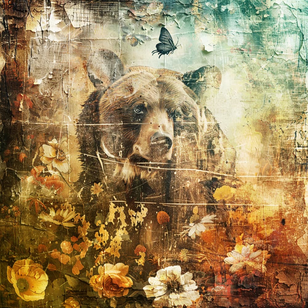 Rustic Bear's Garden by Rafal Kulik — canvas wall art