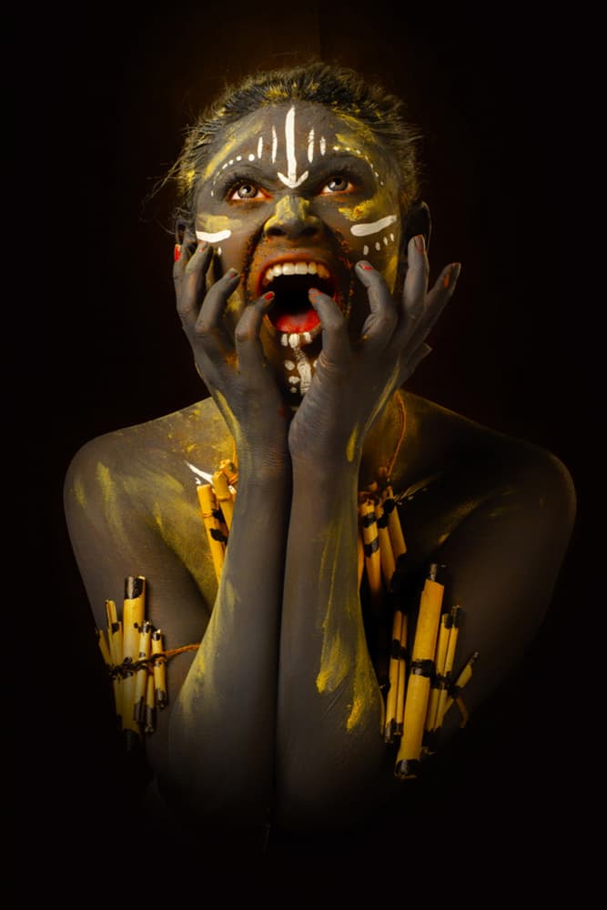 Intense Tribal Expression by PARTHA BHATTACHARYYA — canvas wall art