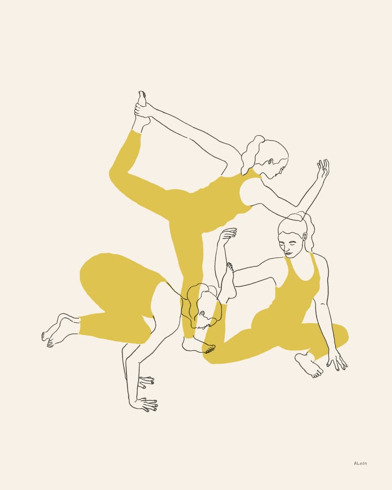 Golden Yoga Poses by Amanda Leon — canvas wall art