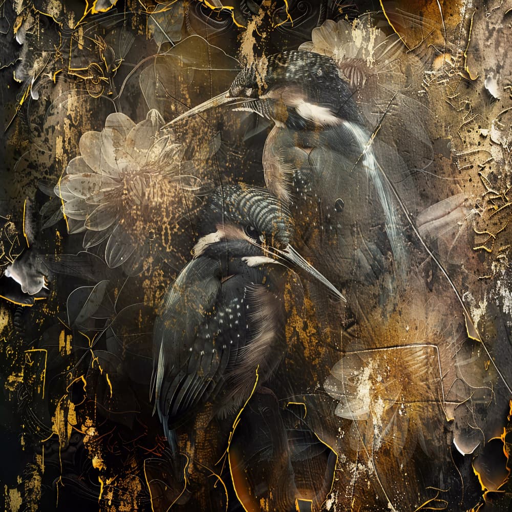 Elegant Kingfisher Pair by Rafal Kulik — canvas wall art