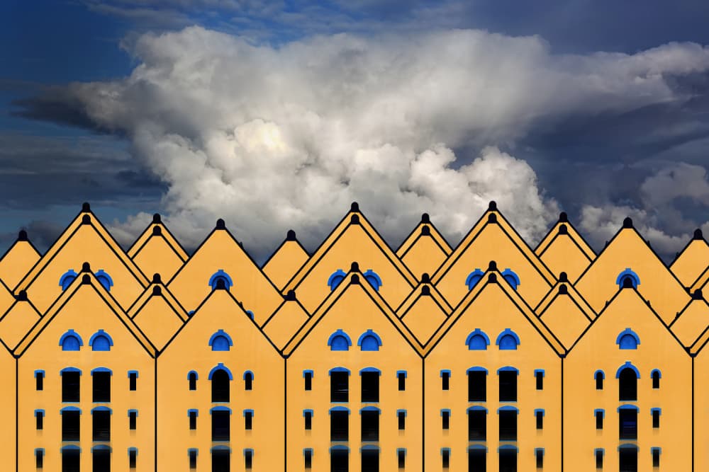 Crowded Yellow Gables by Hans-Wolfgang Hawerkamp — canvas wall art