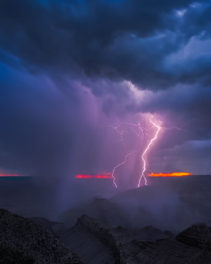 Dramatic Canyon Lightning by Hanping Xiao — canvas wall art