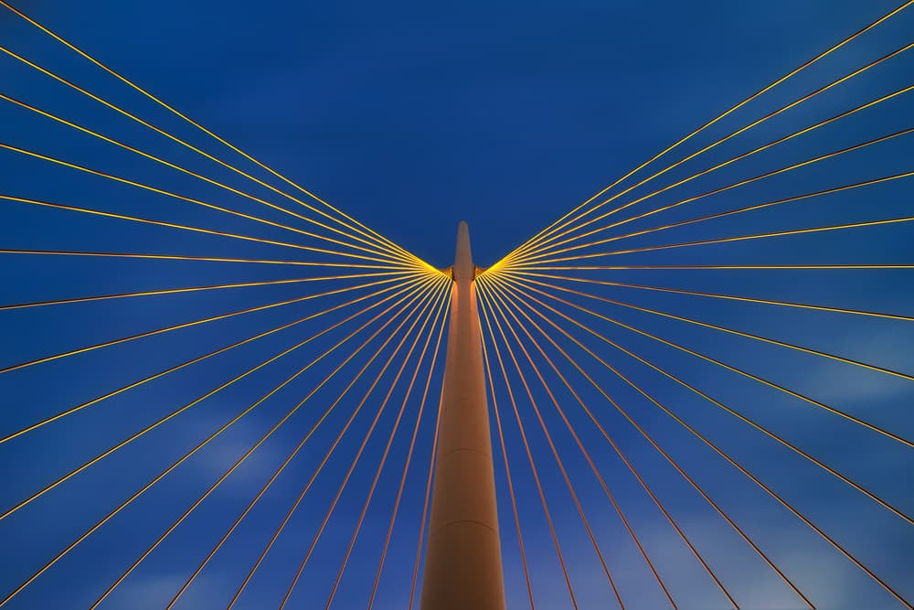 Golden Cables Blue Sky by Iván Ferrero — canvas wall art