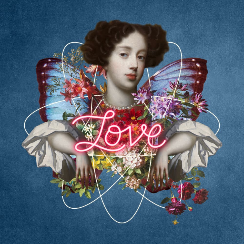 Neon Love Butterfly by Marja van den Hurk — canvas wall art