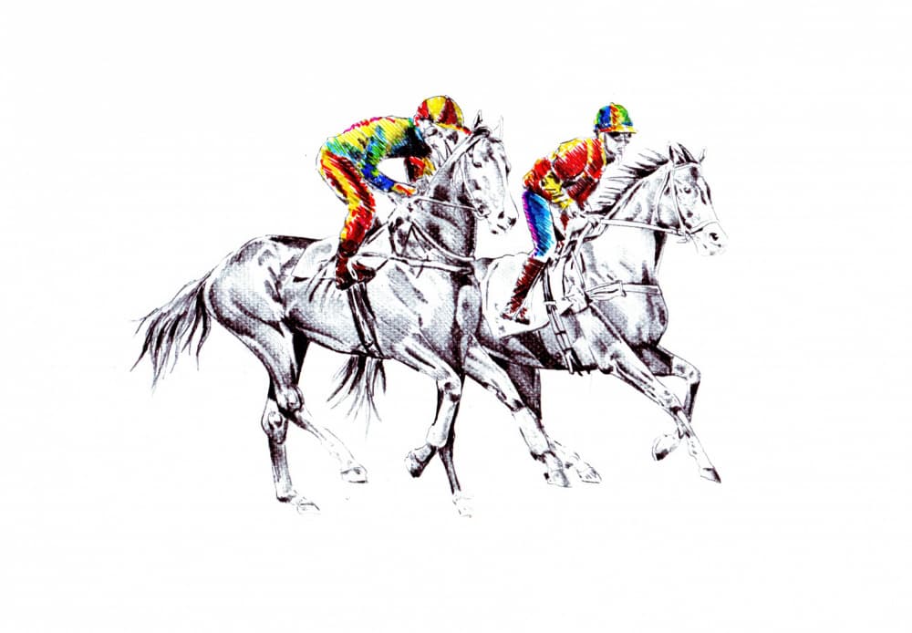 Colorful Horse Race by Kulik — canvas wall art
