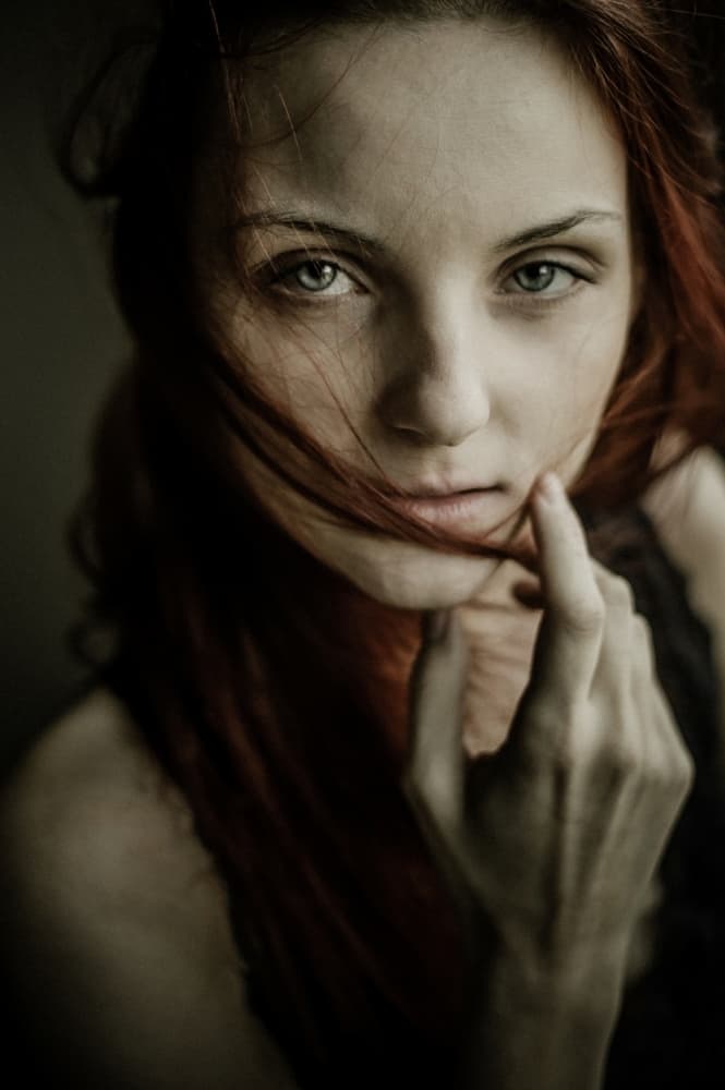 Mysterious Redhead Portrait by Barbora Biňovcová — canvas wall art