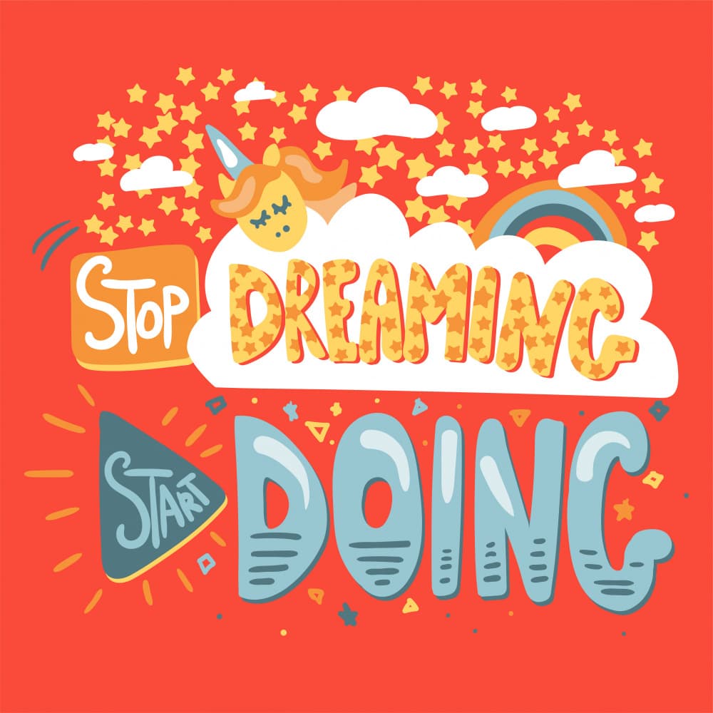 Stop Dreaming Start Doing by Marika Barsrsind — canvas wall art