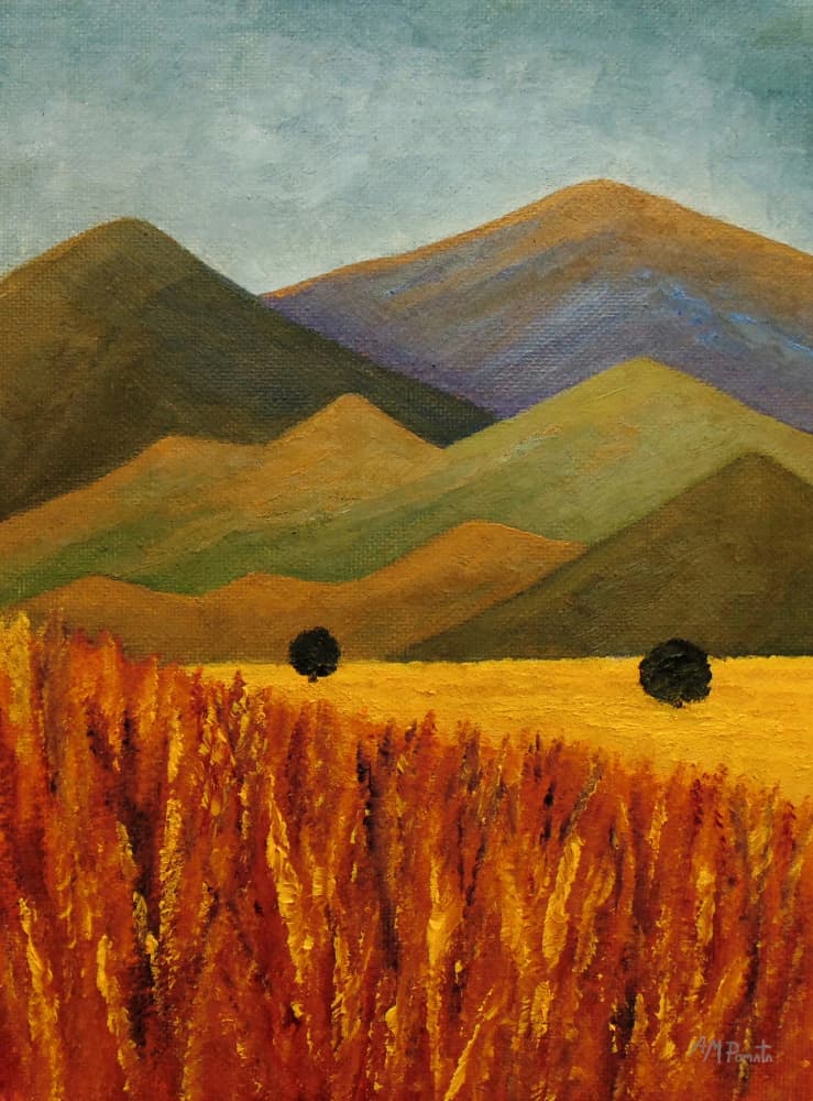 Golden Field Mountains by Angeles M. Pomata — canvas wall art