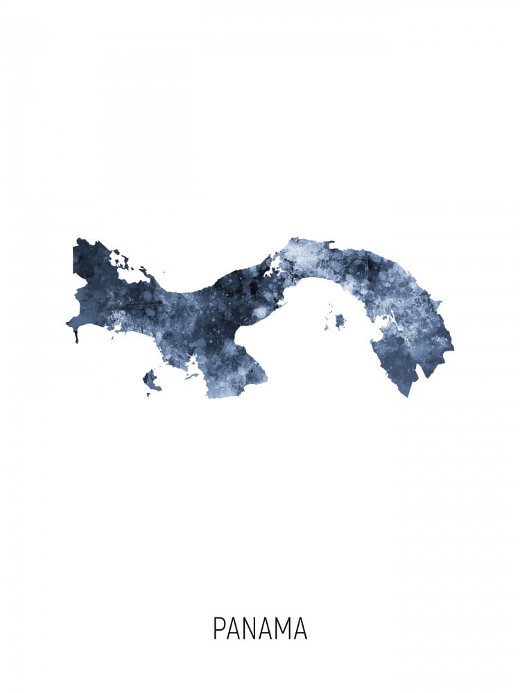 Panama Watercolor Map by Michael Tompsett — canvas wall art
